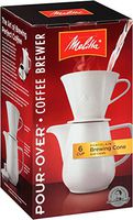Melitta 6-Cup Pour Over Coffee Brewer w/Porcelain Carafe, White