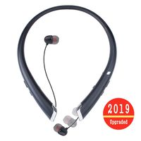 Bluetooth Headphones, Wireless Headset Retractable Earbuds Neckband Sports Sweatproof Earphones with Mic by ZSW Tech (2019 Upgraded Version, 15 Hours Play Time) (Black)