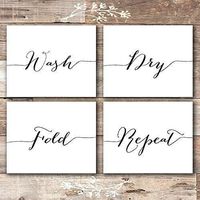 Wash Dry Fold Repeat - Laundry Room Wall Decor Art Prints (Set of 4) - Unframed - 8x10s
