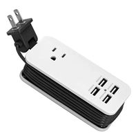 4-Port USB and Single AC Outlet Charging Station Portable USB Charger Travel with Universal Plug (Black)