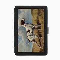 Perfection In Style Black Color Metal Cigarette Case Vintage Dog Design 016
