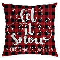 Indexshop Farmhouse Christmas Red Black Plaids Throw Pillow Case, Cotton Linen Home Decorative Throw Pillow Case Cushion Cover, Holiday Decorative Cushion Cover 18x18 Inch (A)
