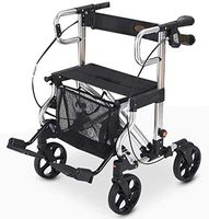 Folding Four Wheeled Rollator Walker Walking Mobility Aid with Seat and Basket Height Adjustable for Elderly Disabled & Limited Mobility Patients