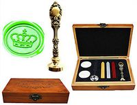 MNYR Imperial Crown Luxury Wood Box Bronze Metal Peacock Wedding Invitations Gift Cards Paper Stationary Envelope Seals Custom Logo Wax Seal Sealing Stamp Wax Sticks Melting Spoon Wood Gift Box Kit