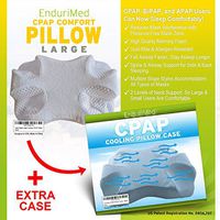 CPAP Pillow w/Extra Cooling Mesh Pillow Case (Blue) - Memory Foam Contour Design Reduces face & Nasal Mask Pressure - 2 Head & Neck Rests for Max Comfort