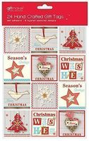 24 x Shabby Chic Design Hand Crafted Christmas Xmas Gift Tags Self Adhesive