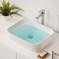 Sarlai 20"x16" Modern Rectangle Above Counter White Porcelain Ceramic Bathroom Vessel Vanity Sink Art Basin