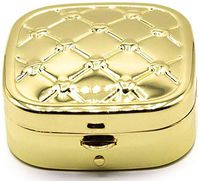 Gold Lattice Square Pocket Purse Portable Travel Pill Box & Medicine Organizer (2 Compartments)