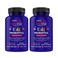 LoveBug Probiotics Kids Probiotic Chewable - Digestive + Immune Support Probiotic Supplement for Kids Ages 4 and Up - 30 Naturally Flavored Berry Chewable Tablets - Vegan, Non-GMO with Prebiotic (60)