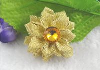 20pcs Organza Rose Flower Gold-Plated Silver-Plated DIY Craft Appliques U Pick (Gold)