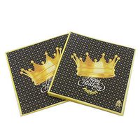 LASLU 100 Pack Decorative Dinner Napkins - Disposable Paper Party Napkins with Gold Foil Pineapple, Perfect for Anniversary Decorations, Birthday Party Supplies (Happy Birthday!, 6 x 6 Inches Folded)