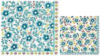 Le Cadeaux Turquoise Paper Napkins | Disposable Dinner and Cocktail Paper Napkin Set, 20 Count Each | Floral Theme with Shades of Aqua