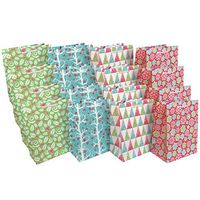 Christmas Gift Bags - 20 Pack Medium Size Glitter Colorful Party Paper Xmas Holiday Gift Bags Printed Favor Bag for Gift Wrapping 7" x 9" x 4" (Christmas Pattern 20 Pack)