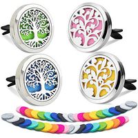 DAILUMI 4PCS Life Tree Car Diffuser Aromatherapy Essential Oil Car Air Freshener Vent Clip - Flower & Tree of Life Fragrance Locket with 40 Refill Pads Portable for Office Travel Home Vehicle