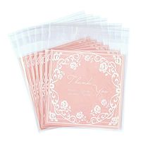 Kissitty 5.4x4 Inch OPP Cellophane Thank You Note Bags with Adhesive Sealing Closure Great for Party Favors Candy Cookies Gift Packaging Set of 95pc (Pink)