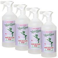 Rebel Green Sparkling Glass Cleaner, Eco Friendly Natural Streak Free Glass and Surface Spray - Lavender & Grapefruit Scented, 32 Ounce Bottle, Pack of 4