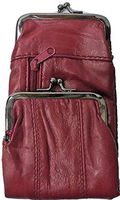 Eclipse Light Burgundy Wine Full Lamb Skin Cigarette Case Pouch, Coin Purse, 120s, 3212Z