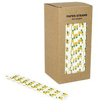 Yellow Pineapple Paper Straws Bulk, Kids Cute Fruit Paper Drinking Straws for Wedding 1st Birthday Party Holiday Luau Beach Bachelorette, Cake Pop Sticks (Pineapple, 250)