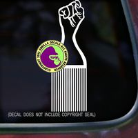 The Gorilla Farm FIST Pick Afro American Black Hair Fro African Vinyl Decal Bumper Sticker Laptop Window Car Wall Sign White
