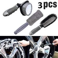 XIAJIE 3 Pcs Alloy Car Wheel Cleaning Brush for Auto Motorcycle Bike Wheel Cleaning - 2 Tire Rim Scrub Brush+Fiber Wheel Rim Brush - Wheel Detailing/Dirt Removing Auto Detailing Brush