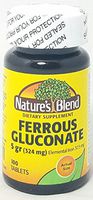 Nature`s Blend Ferrous Gluconate Tablets 325 mg 100 Count Per Bottle (8 Bottles)