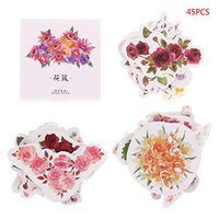 Junlinto,45Pcs/Box Flowers Decorative DIY Diary Stickers Kawaii Planner Scrapbooking Sticky Stationery School Supplies