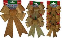 Black Duck Deals Christmas Decoration Holiday Glitter Bows- Red, Green & Gold (Gold)