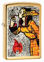 Zippo Lighter: Fusion Windy The Zippo Girl - High Polish Brass 80241