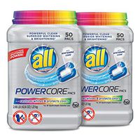 All Powercore Pacs Laundry Detergent Plus Restores Whites & Protects Colors, 2 Tubs, 50 Count