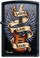 Zippo "Fender Guitar-Long Live Rock" Black Matte Lighter, 4874