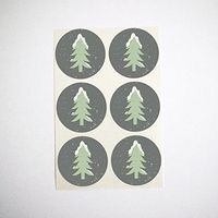 Snowy Christmas Trees Stickers, Round Seals and Labels for Christmas Holiday Gift Wrap and Packages, by Once Upon Supplies, 1.5 Inches, 60 Stickers