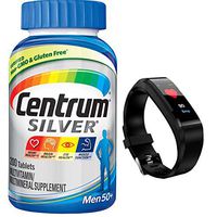 Centrum Silver Mens 50+ Multivitamin Multimineral Dietary Supplement 200 Tablets (with Smart Fitband Watch)