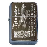 Tiki Statue Flip Top Oil Lighter S9 Smoking Cigarette Smoker Includes Silver Case