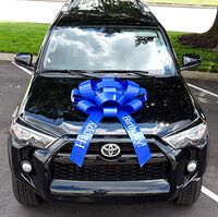 CarBowz Big Happy Birthday Car Bow, Giant 30" Bow, Non Scratch Magnet, Weather Resistant Vinyl (Blue)