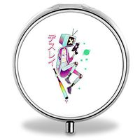 Girl Pill Case, Round Stainless Drug Organizer Container Medicine Cover for Pocket Daily&Weekly