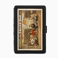 Perfection In Style Black Color Metal Cigarette Case D-116 The Squaw Man The Pipe of Peace