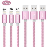 iPhone Charger Lightning Cable MFI Certified 3Pack 6ft Nylon Braided Fast Long iPhone Charging Cord ＆ Cell-phone Charging Cord Compatible iPhone XR/MAX/XS/8/8P/6S/SE/iPod/iPad Pro And More (rose gold)