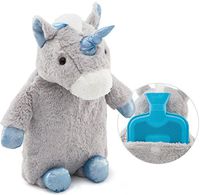 Premium Classic Rubber Hot Water Bottle with Cute Stuffed Plush Unicorn Cover (2L, Gray)