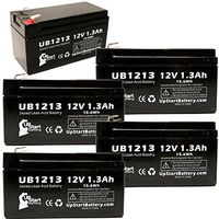 5 Pack Replacement for Werker WKA12-1.3F Battery - Replacement UB1213 Universal Sealed Lead Acid Battery (12V, 1.3Ah, 1300mAh, F1 Terminal, AGM, SLA) - Includes Two F1 to F2 Terminal Adapters