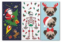 Christmas Paper Pocket Facial Tissues - 6 Packs (Mix 5 Christmas) Santa Claus, Pugs, Skeleton, Purse Tissues, Paper Pocket Hankies