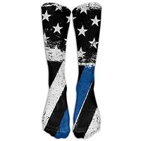 NavyLife Men's Premium Quality American Flag Thin Blue Line Fitness Novelty Crew Athletic Socks Knee High Sock