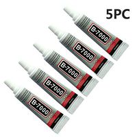 5-Piece Super Glue Gel, Industrial Craft Adhesive Waterproof 9ml B6000 Clear Needle Type Phone Screen Glue DIY Jewelry Beauty Drill Adhesive (Gray)