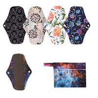 5 Cloth Menstrual Pads 1 Wet Bag M Panty Liners Reusable Washable (Solar System, M Panty Liners)