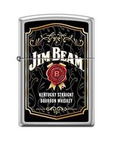 Zippo Jim Beam Label Satin Chrome Pocket Lighter