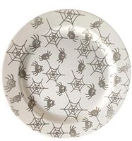 Party Joy 50-Piece Plastic Dinnerware Set | Halloween Plates | Fun Spider Webs Collection | (50) 10.25" Dinner Plates | Heavy Duty Premium Plastic Plates