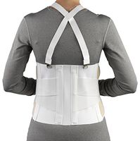 CHAMPION Industrial Belt Elastic Back Brace, Abdominal Support, Shoulder Straps, White, X-Large