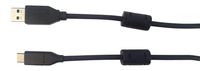 MULTICOMP MC002481 USB Cable, with Ferrite Beads, USB Type A Plug, USB Type C Plug, 1 m, 3.3 ft, USB 3.0, Black