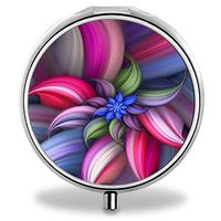 IMLONE Pill Organizer, Customized Rainbow Flower Pill Boxes with 3 Components and Mirror for Travelling and Daily Needs