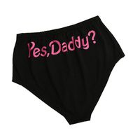 Lethez Women Funny Letter YES,Daddy? Lingerie G-String Briefs Underwear Panties Thongs Knickers (XL, Black)