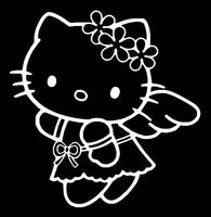 SoCool - Hello Kitty Flower Angel - Vinyl - 5" tall (color: WHITE) decal laptop tablet skateboard car windows stickers